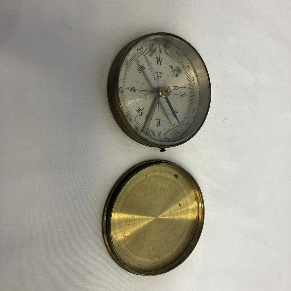 Vintage Brass Pocket Compass Made in France Locking